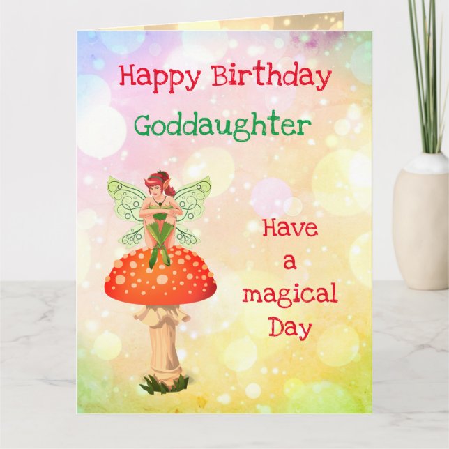 Happy Birthday Goddaughter fairy design Card (Front)