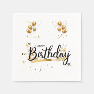 Happy Birthday Gold 3 Ply Napkins
