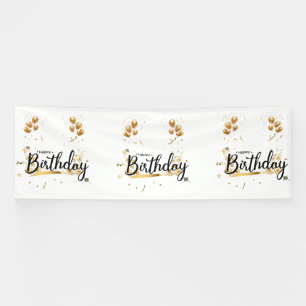 Happy Birthday Gold 4x12 Vinyl Banner