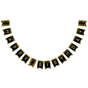 ☆HAPPY BIRTHDAY☆ Gold Confetti Bunting Flags