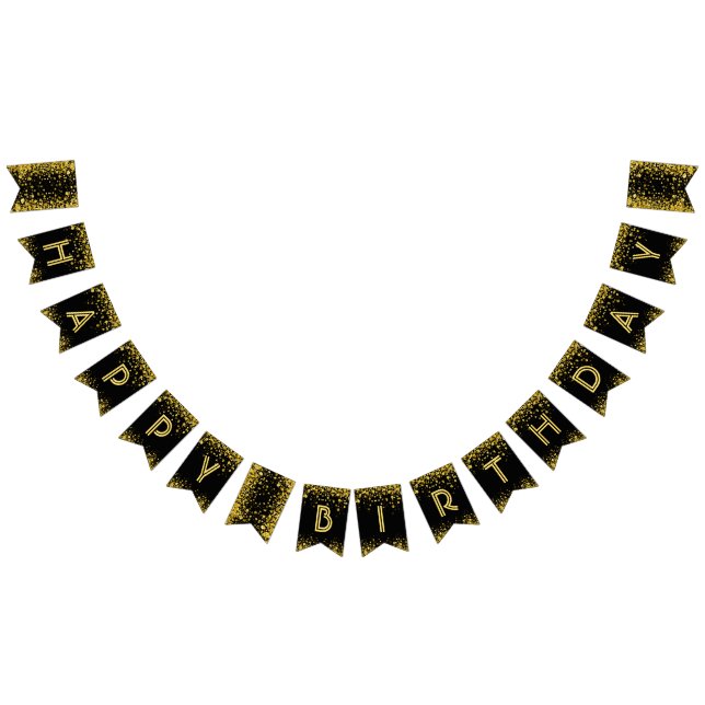 ☆HAPPY BIRTHDAY☆ Gold Confetti Bunting Flags (All)