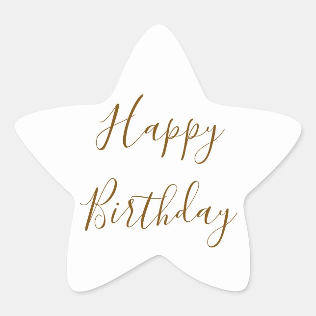 Happy Birthday Gold Custom Colour Text White Star Sticker (Front)