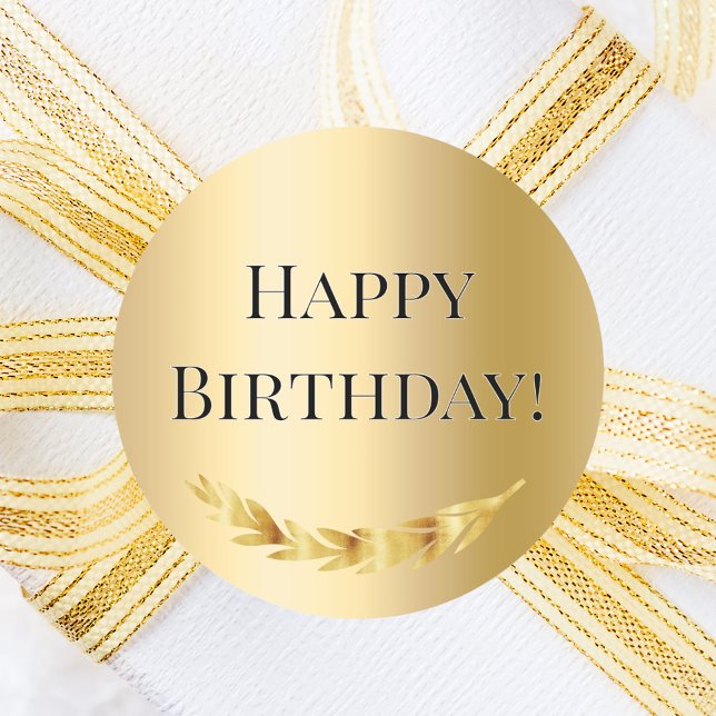 Happy Birthday Gold decor Classic Round Sticker (Creator Uploaded)