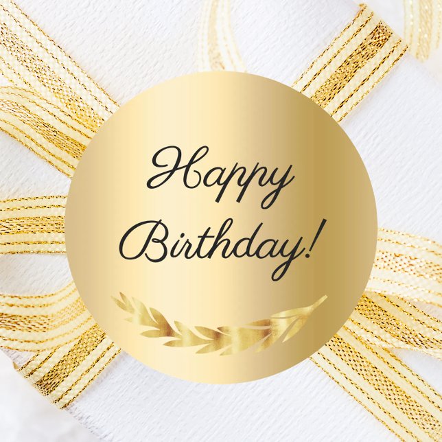 Happy Birthday Gold decor Classic Round Sticker (Creator Uploaded)