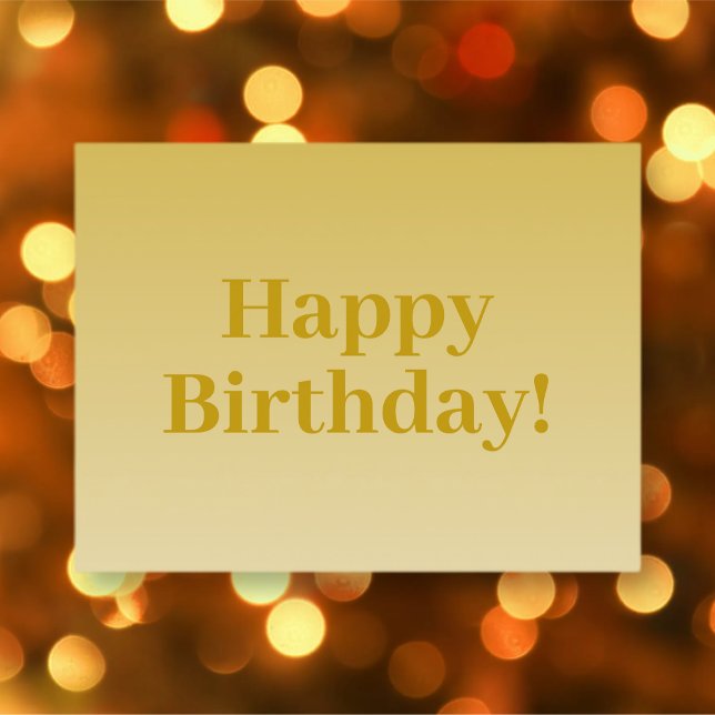 Happy birthday! Gold (editable ombre colour) Postcard (Creator Uploaded)