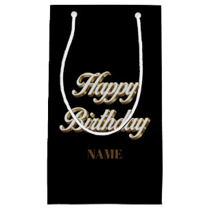 Happy Birthday Gold Elegant Typography  Gift Bag