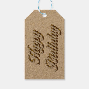 Happy Birthday Gold Elegant Typography  Gift Tags