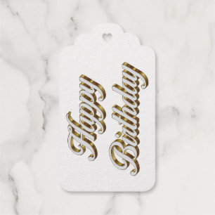 Happy Birthday Gold Elegant Typography  Gift Tags