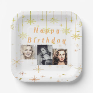 Happy Birthday Gold Glitter all years Paper Plate