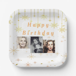 Happy Birthday Gold Glitter all years  Paper Plate