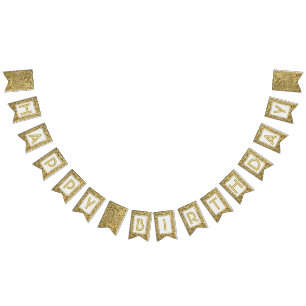 ☆HAPPY BIRTHDAY☆ Gold Glitter Look Bunting Flags