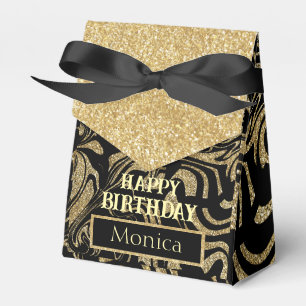 Happy Birthday Gold Glitter sparkle custom Favor Box