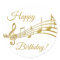Happy Birthday gold music notes white