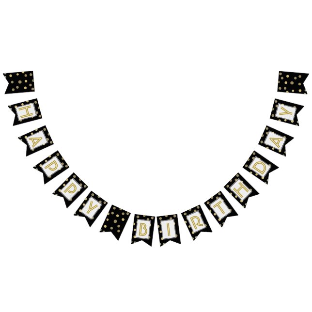 ☆HAPPY BIRTHDAY☆ Gold Polka Dots Bunting Flags (All)