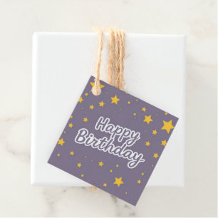 Happy Birthday Gold Stars on Blue  Favour Tags
