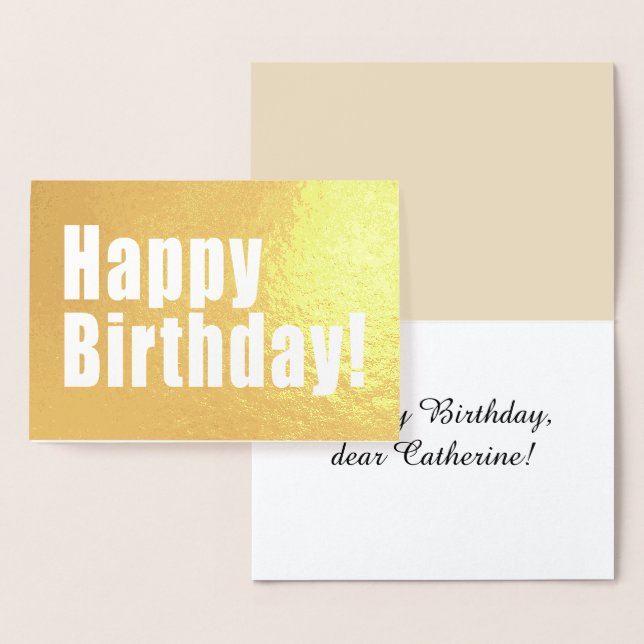 Happy Birthday Golden Decor with Custom Text Foil Card (Display)