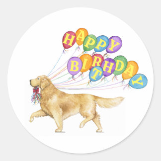 Happy Birthday Golden Retriever Classic Round Sticker