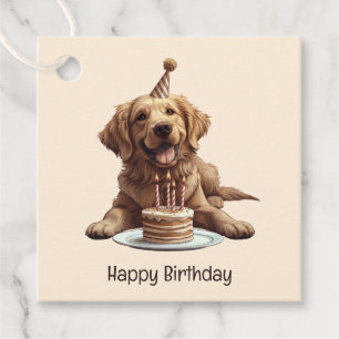 Happy Birthday Golden Retriever Dog Favour Tags