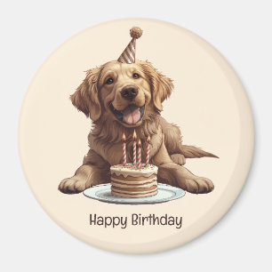 Happy Birthday Golden Retriever Dog Magnet