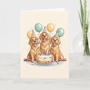 Happy Birthday Golden Retriever Dogs Card
