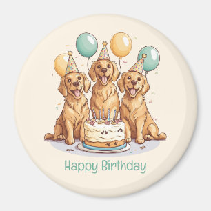 Happy Birthday Golden Retriever Dogs Magnet