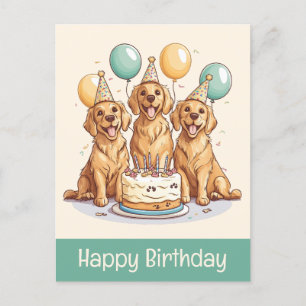 Happy Birthday Golden Retriever Dogs Postcard