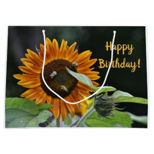 Happy Birthday Golden Sunflower Large Gift Bag