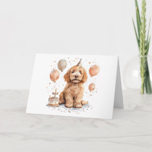 Happy Birthday Goldendoodle Dog Birthday Cake Card