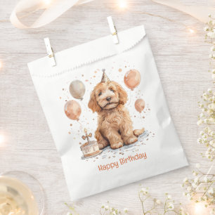 Happy Birthday Goldendoodle Dog Birthday Cake Favour Bag
