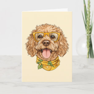 Happy Birthday Goldendoodle Dog Sunglasses Oranges Card