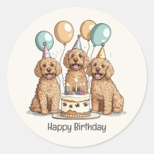 Happy Birthday Goldendoodle Dogs Classic Round Sticker