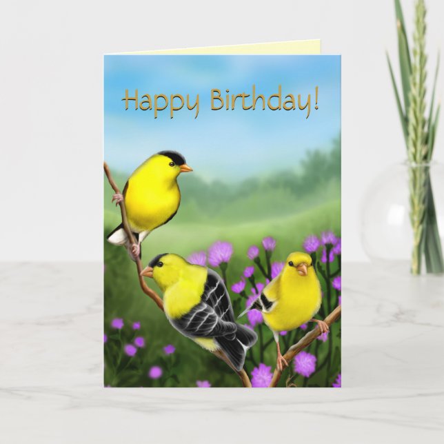Happy Birthday Goldfinches Customizable Card (Front)