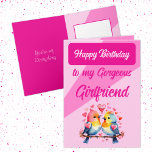 Happy birthday gorgeous girlfriend birds pink card<br><div class="desc">Make your gorgeous girlfriend's day extra special with this adorable birthday card! Featuring two cute lovebirds and the heartfelt message, 'To my gorgeous girlfriend, you’re my everything, ' it’s the perfect mix of sweet and romantic. Whether she loves sentimental surprises or just needs a little reminder of how loved she...</div>