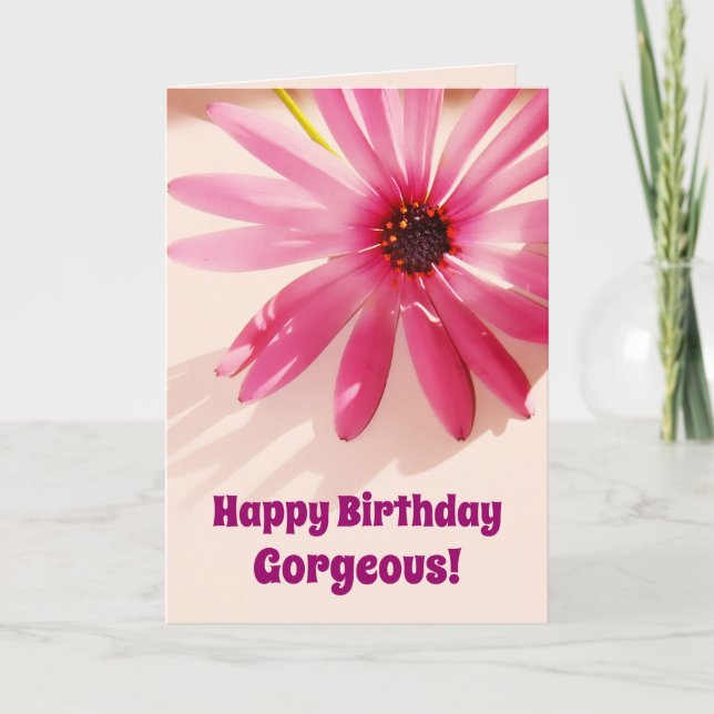 Happy Birthday Gorgeous Pink flower Card (Front)