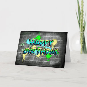 Happy Birthday Graffiti Text Card