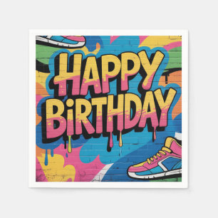 Happy Birthday Graffiti Wall with Sneakers Napkin
