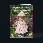 Happy Birthday Grand-daughter Card<br><div class="desc">Happy Birthday Grand-daughter text with pretty little doll,  dressed in pink amidst floral background</div>