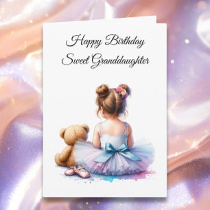 Happy Birthday Granddaughter Ballerina and Teddy Card