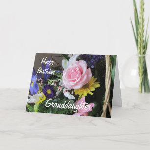 Happy Birthday Granddaughter-Pink Rose Bouquet Card