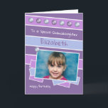 Happy Birthday Granddaughter purple lilac photo Card<br><div class="desc">Personalize this Birthday Card for your Granddaughter
Designed in purple and lilac.
Add her name 
Happy Birthday
To a special Granddaughter
Have a great day</div>