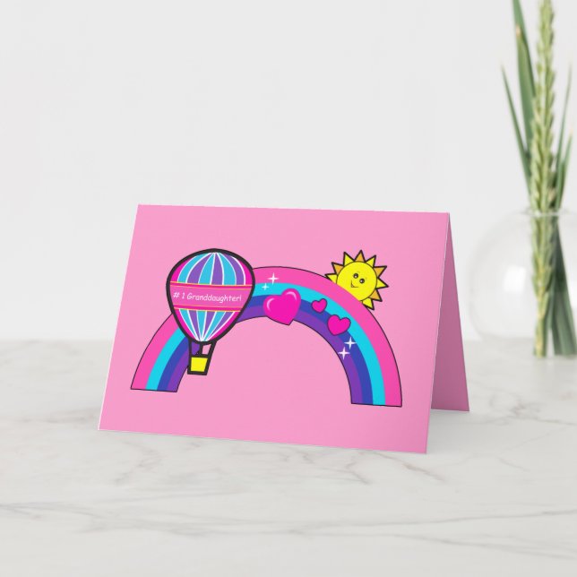 Happy Birthday Granddaughter with Sun and Rainbow Card (Front)