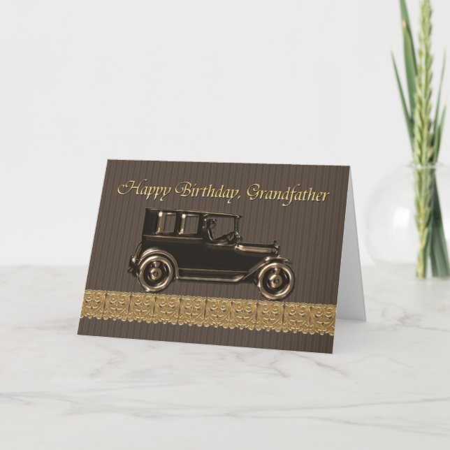 Happy Birthday Grandfather  Classic car Card (Front)