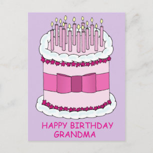 Happy Birthday Grandma Cake with Candles Postcard
