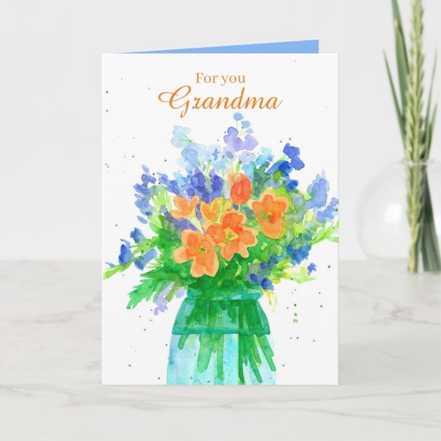Happy Birthday Grandma Flower Bouquet Card (Front)