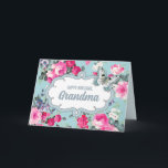 Happy Birthday Grandma. Flowers & Butterfly Card<br><div class="desc">Happy Birthday,  Grandma. Pink Romantic Vintage Roses and Butterfly Painting personalized Birthday Greeting Card for Grandmother. Matching cards and gifts available in the Birthday Category of our Store.</div>