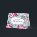 Happy Birthday Grandma. Flowers & Butterfly Card<br><div class="desc">Happy Birthday,  Grandma. Pink Romantic Vintage Roses and Butterfly Painting personalized Birthday Greeting Card for Grandmother. Matching cards and gifts available in the Birthday Category of our Store.</div>