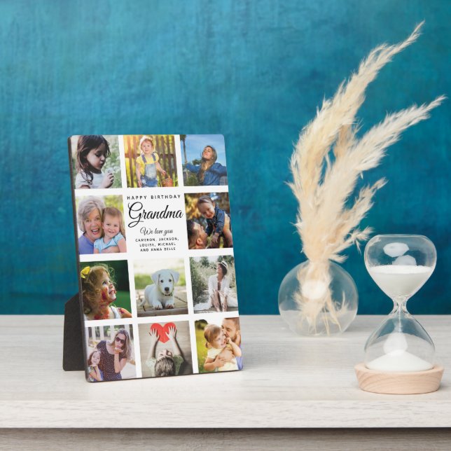 Happy Birthday Grandma Modern Photo Collage Chic Plaque (Side)