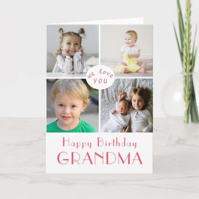 Happy Birthday Grandma Photo Collage  Card (Front)
