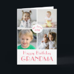 Happy Birthday Grandma Photo Collage  Card<br><div class="desc">Simple, modern design on this custom Birthday Card , featuring a 4 photo collage. Vibrant and cheerful pink typography set against a white background. Inside has been left blank for your special message This template is has been made for "Grandma" but can be customized to your needs.- "Nana", "Nonna", "Mom",...</div>