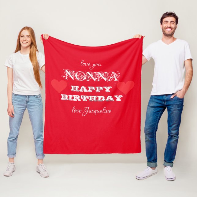 Happy Birthday Grandmother NONNA Name Cozy  Fleece Blanket (In Situ)